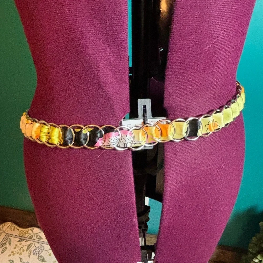 Stylish Multi Colored Scarf Metal Tie Belt